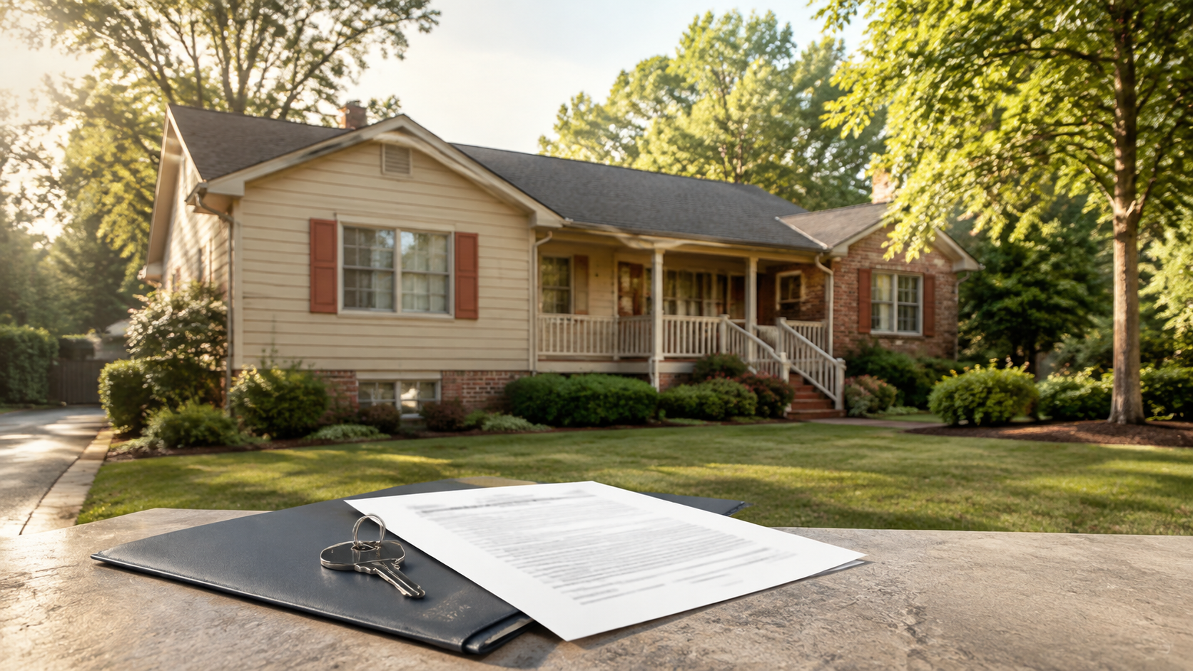 Written cash offer and house keys in front of an inherited home in Metro Atlanta